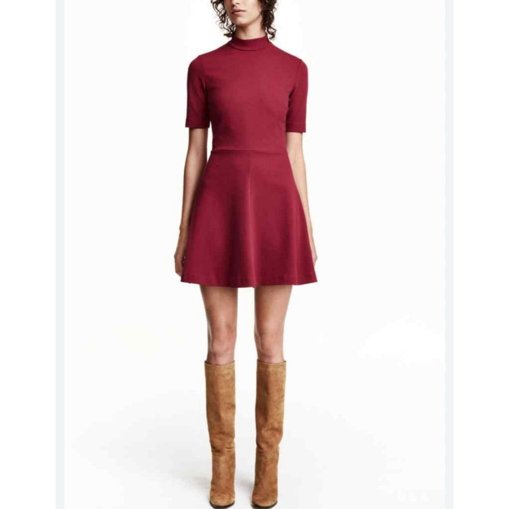 Koton Red Mock Neck Mini Dress A-Line Short Sleeve Youth Teen Size S NWOT